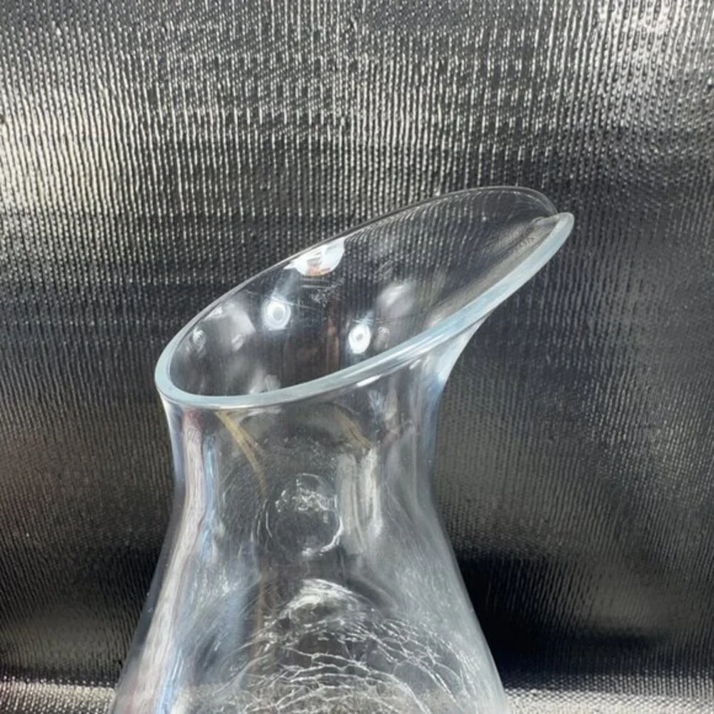 Pier 1‎ Clear Angled Rim Crackle Decanter Jug Pitcher Crystal Glass Retired VTG